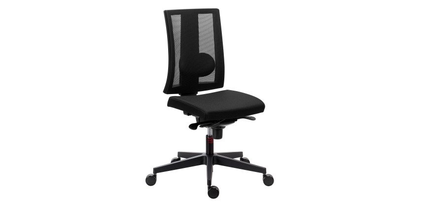 Chaise de bureau Navigo maille noir - dossier haut - mécanisme synchrone - pieds noir