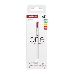 Stylo roller Uni Ball One écriture moyenne - Pochette de 5 couleurs fun