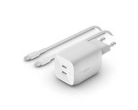 Cargador de pared de doble puerto USB-C de 65 W + cable USB-C a USB-C Belkin