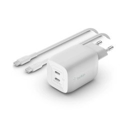 Cargador de pared de doble puerto USB-C de 65 W + cable USB-C a USB-C Belkin
