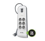 Belkin Multiprise parafoudre 6 prises BSV604 avec 2 ports USB 2,4 A