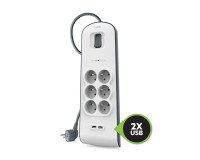 Belkin Multiprise parafoudre 6 prises BSV604 avec 2 ports USB 2,4 A