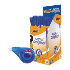 Special Pack Penne a sfera Bic Cristal 50 pezzi + 1 correttore Easy correct compreso nel prezzo