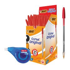 Special Pack Penne a sfera Bic Cristal 50 pezzi + 1 correttore Easy correct compreso nel prezzo