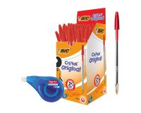 Special Pack Penne a sfera rosse BIC Cristal Original 1mm 50 pezzi + 1 correttore Easy Correct compreso nel prezzo