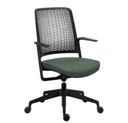 Sedia da ufficio Willo con braccioli fissi verde
