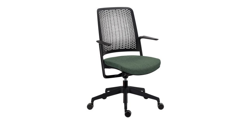 Sedia da ufficio Willo con braccioli fissi verde