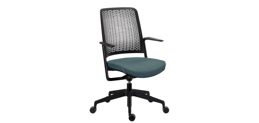 Sedia da ufficio Willo con braccioli fissi verde