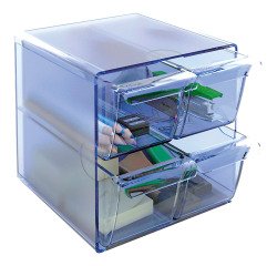 Clasificador Archicubo 4 Cajones Pequeños Archivo 2000 azul translúcido