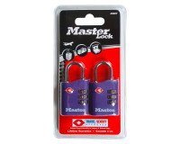 Juego de dos candados de combinación MASTERLOCK: 4 colores aleatorios: morado, azul, rojo y negro