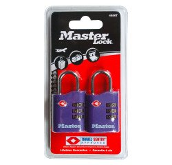 Juego de dos candados de combinación MASTERLOCK: 4 colores aleatorios: morado, azul, rojo y negro
