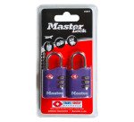 Lot de deux cadenas à combinaison MASTERLOCK - 4 Couleurs aléatoires violet, bleu, rouge, noir