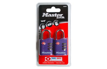 Juego de dos candados de combinación MASTERLOCK: 4 colores aleatorios: morado, azul, rojo y negro