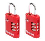 Lot de deux cadenas à combinaison MASTERLOCK - 4 Couleurs aléatoires violet, bleu, rouge, noir