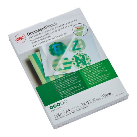 Paquete de 100 fundas de plastificación térmica GBC A4, 2 x 125 µ, brillante