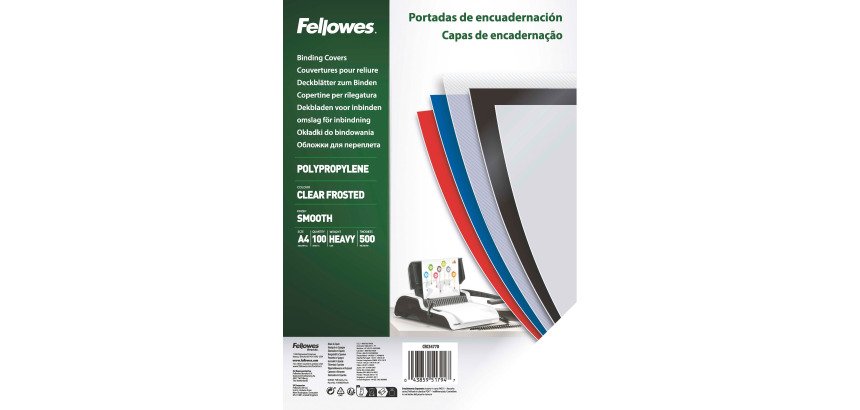 Cubiertas para encuadernar Polipropileno 500 micras A4 transparentes Fellowes - Paquete de 100