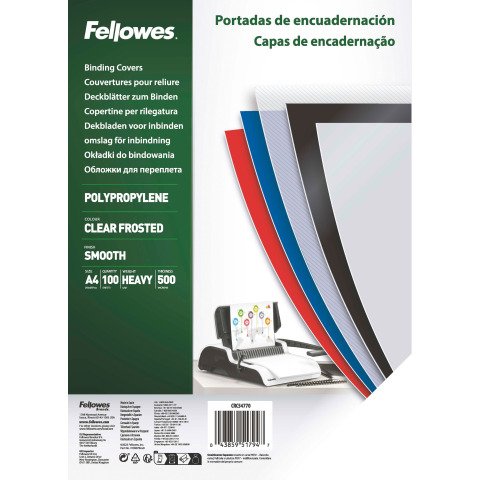 Cubiertas para encuadernar Polipropileno 500 micras A4 transparentes Fellowes - Paquete de 100