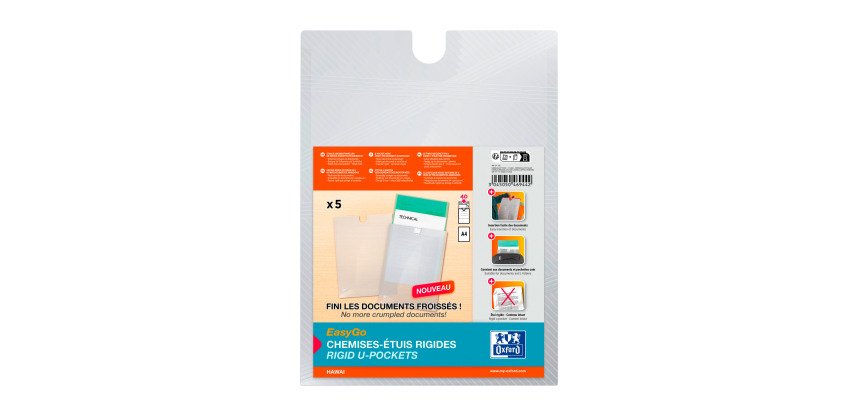 Storage Pockets Hawaii Oxford Clear - Pack of 5