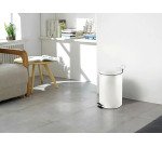 Poubelle métal à pédale ronde, 12 litres