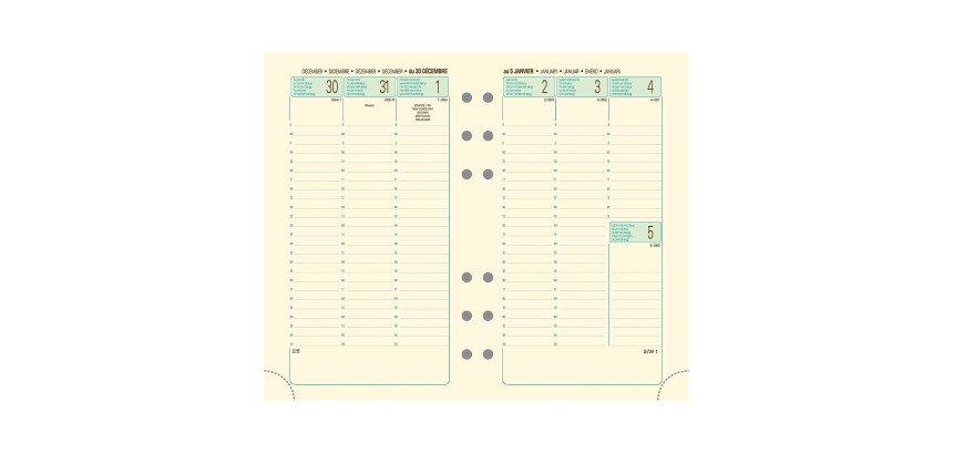 Recharge Exatime 17 Etroit - Semainier Janvier à Décembre 2026