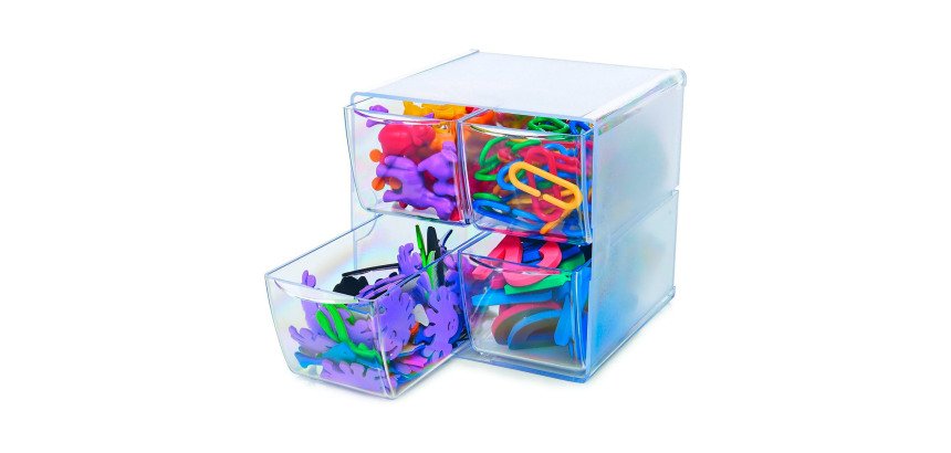 Boîte de rangement Cube Deflecto 4 tiroirs, cristal