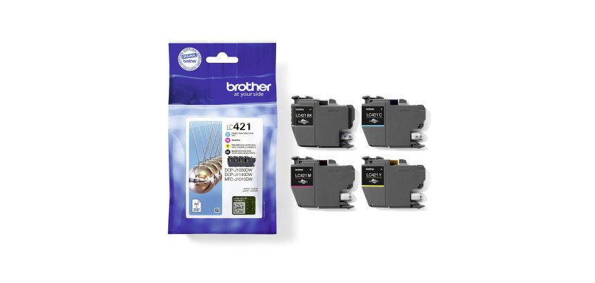 Brother pack 4 cartouches LC421 - 1 noir + 3 couleurs pour imprimante jet d'encre