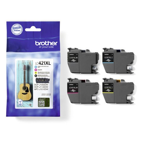 Brother pack 4 cartridges LC421XL - 1 zwart + 3 kleuren voor inkjetprinter