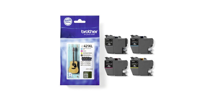 Brother Pack 4 Patronen LC421XL - 1 Schwarz + 3 Farben für Tintenstrahldrucker