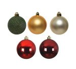 Bolas decorativas color surtido doradas, burdeos, verdes - caja de 30