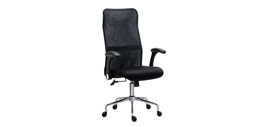 Chaise de bureau Nayo tissu non feu et maille, mécanisme basculant centré, pied chrome