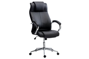 Manager chair DWAYNE artificial leather - with armrests - central tilting mechanism - chromed undercarriage