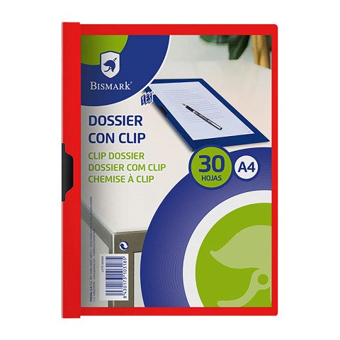 Dossier polipropileno con clip metálico A4 Bismark 30 hojas rojo