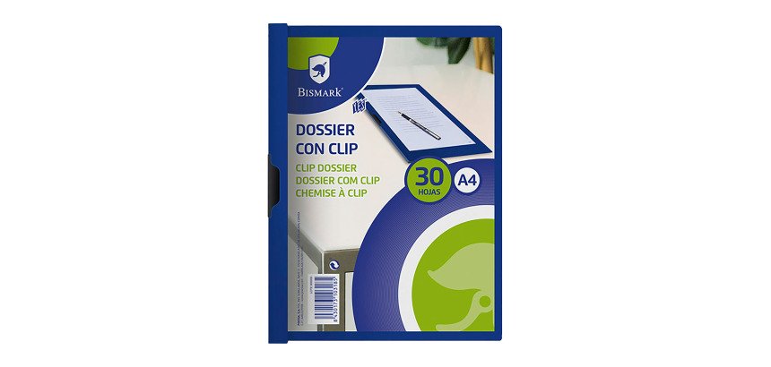 Dossier polipropileno con clip metálico A4 Bismark 30 hojas