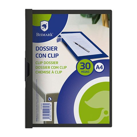 Dossier polipropileno con clip metálico A4 Bismark 30 hojas negro