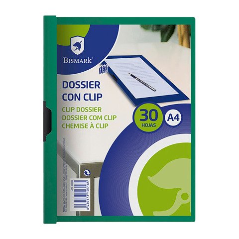 Dossier polipropileno con clip metálico A4 Bismark 30 hojas verde