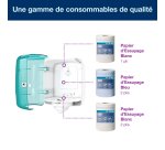 Distributeur pour bobine d'essuyage à dévidage central Tork M4 Maxi Reflex blanc-bleu