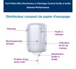 Tork Reflex™ Mini Distributeur à Dévidage Central blanc et turquoise M3, distribution feuille-à-feuille