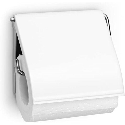 Distributeur papier toilette rouleau métal Brabantia avec couvercle