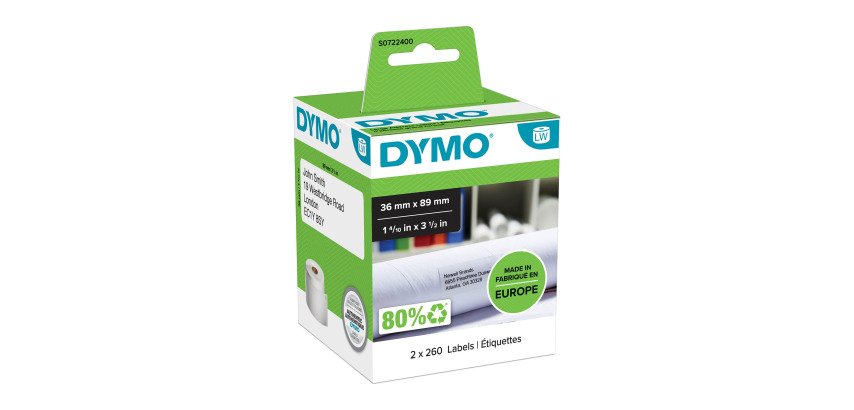 Etichette per indirizzi LW DYMO 99012 36 x 89 mm bianco 2 rotoli da 260 etichette