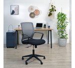 Chaise de bureau CERE tissu et maille - dossier bas accoudoirs - mécanisme basculant centré - pieds noir