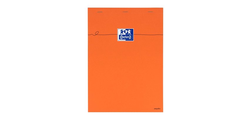 Bloc-notes orange Oxford 21 x 29,7 cm agrafé - A4 grands carreaux seyès - 80 Feuilles