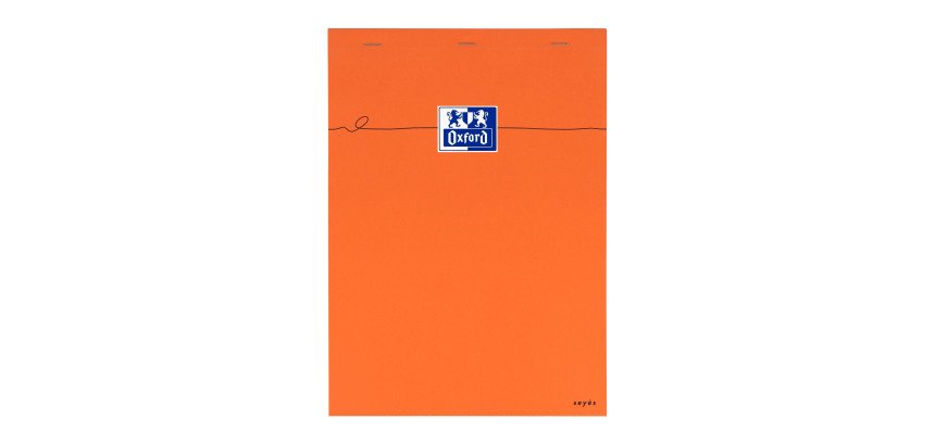 Bloc-notes orange Oxford 21 x 29,7 cm agrafé - A4 grands carreaux seyès - 80 Feuilles