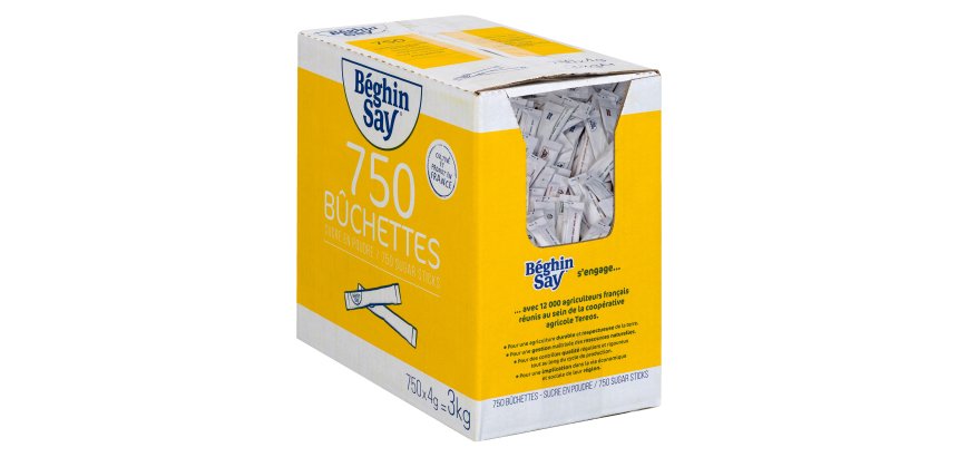 Sucre en poudre Béghin Say - Boîte distributrice de 750 sticks