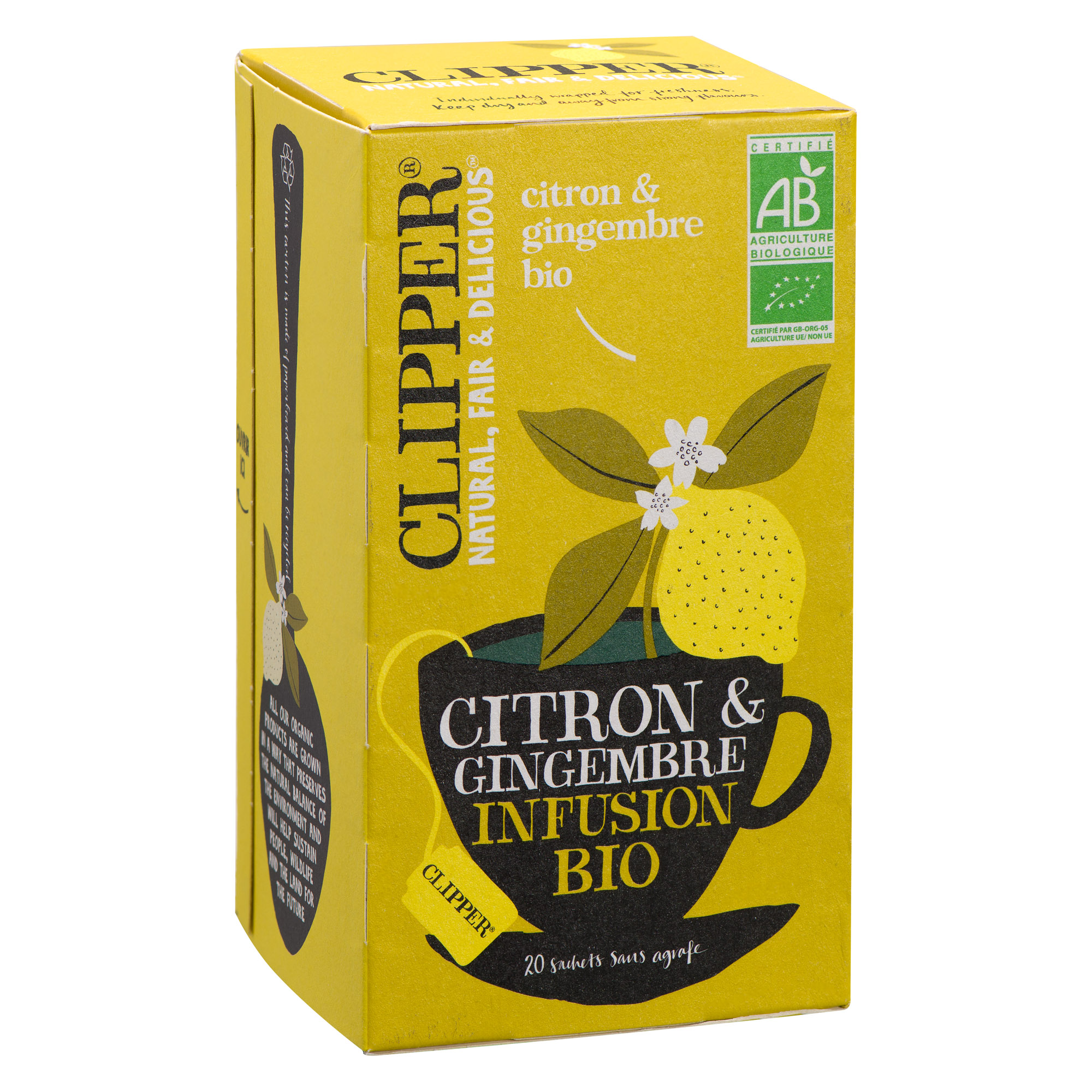 Clipper Infusion au citron et gingembre, bio 