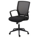 Chaise de bureau Cere tissu et maille Noir - dossier bas - accoudoirs - mécanisme Basculant centré - pieds noir