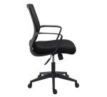 Chaise de bureau Reece tissu et maille Noir - dossier bas - accoudoirs - mécanisme Basculant centré - pieds noir