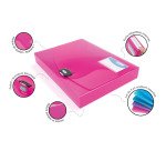 Boîte de classement plastique Rapesco dos 4 cm transparentes assorties - Lot de 5