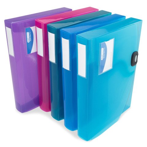 Caja archivadora de plástico Rapesco lomo de 4 cm transparentes surtidas - Paquete de 5