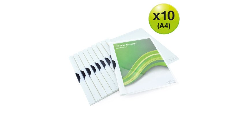 Chemise de présentation à Clip biodégradable Rapesco A4 blanc - Lot de 10