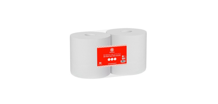 Bobine industriali multiuso Bruneau - 2 veli -  800 strappi - 2 pz